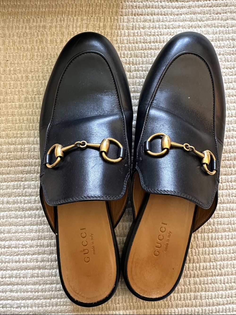Gucci Black Leather Horsebit Loafers - Slip-On Mule
